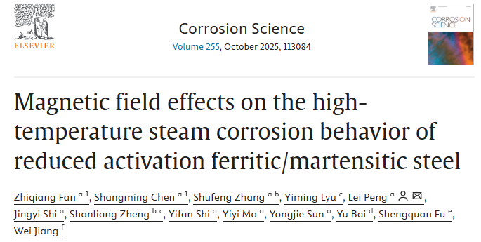 Magnetic field effects on the high-temperature steam corrosion behavior of reduced activation ferritic/martensitic steel.